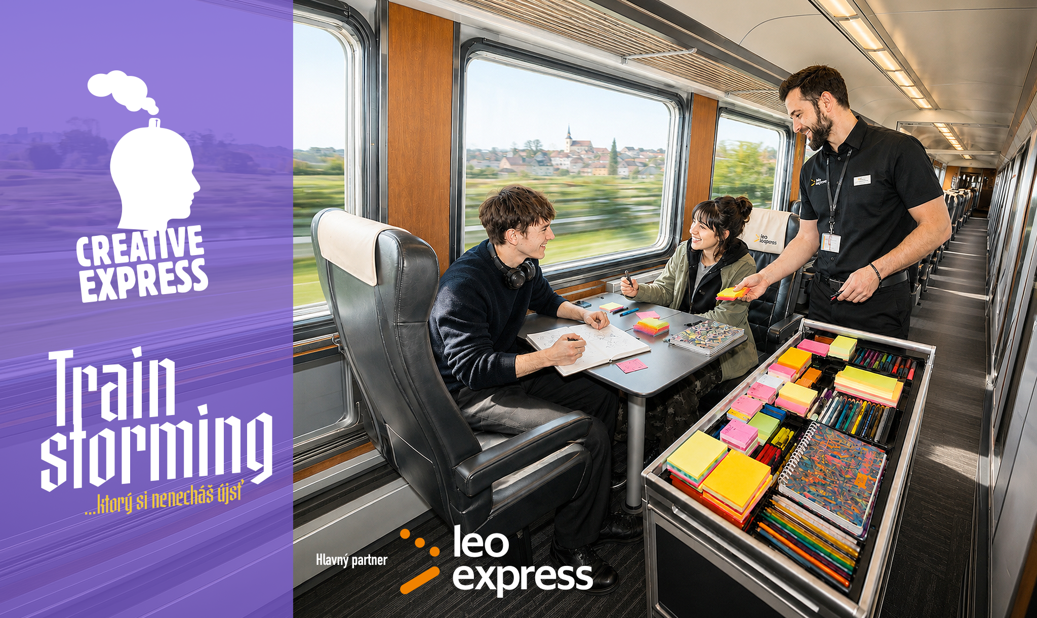Creative Express – Trainstorming, ktorý si nenecháš ujsť. Kreatívny tím pracuje vo vlaku hlavného partnera Leo Express.